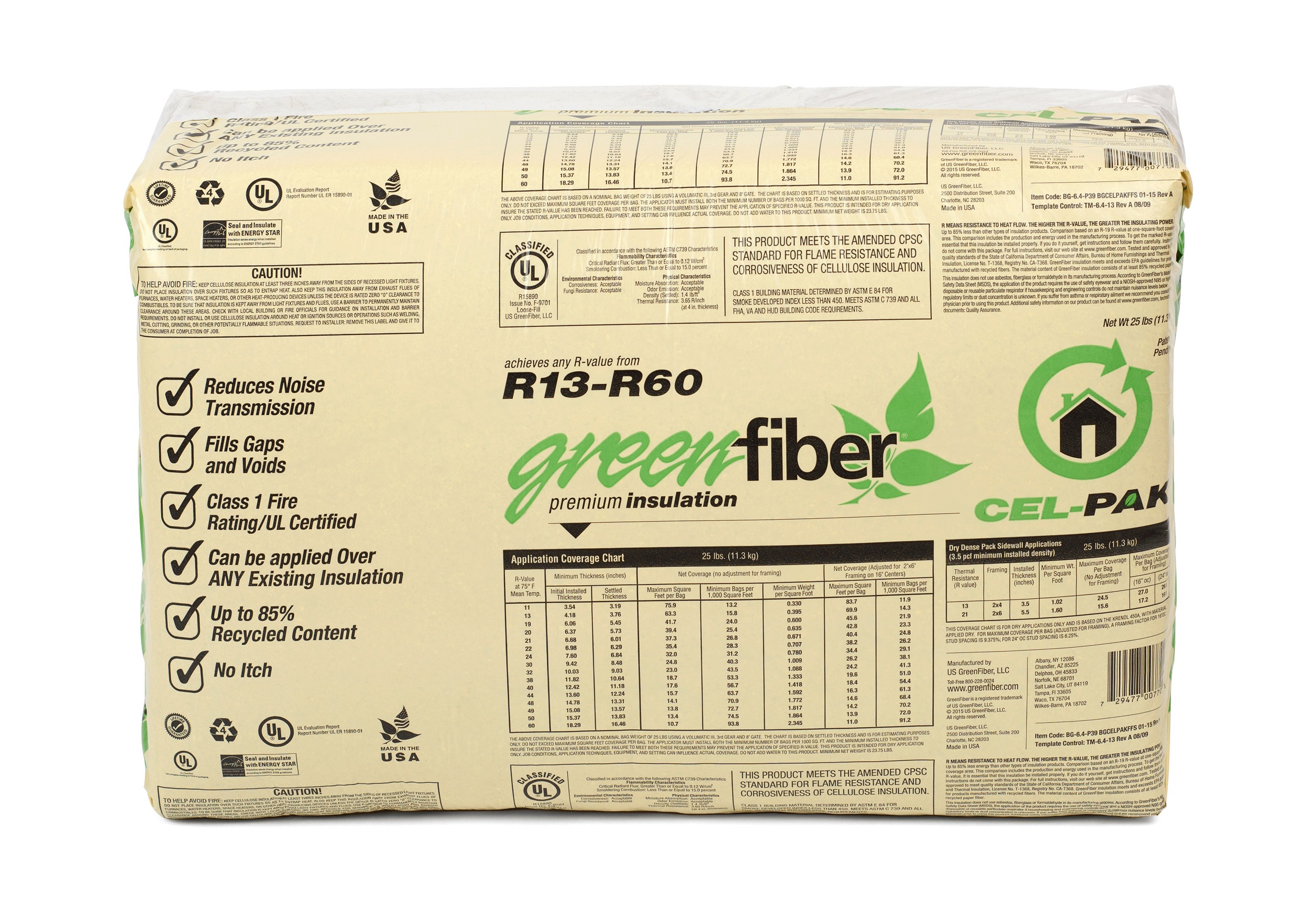 Greenfiber Insulation Coverage Chart